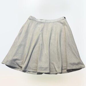 Vanessa Virginia Anthropologie Perforated Faux Suede Lined Skirt Ivory Zip S/M